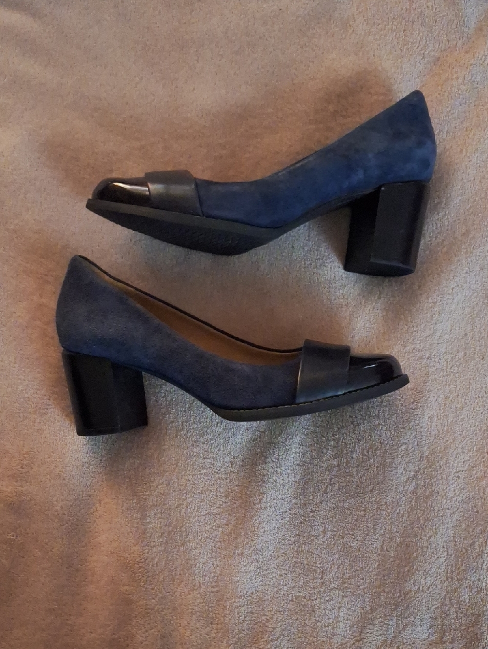 Clarks Suede And Patent Leather Pumps